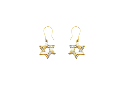 Gold Plated CZ Magen David Earring